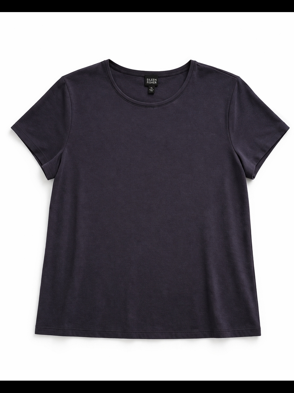 Eileen Fisher Short-Sleeve Crewneck Tee in Black - Picture 1 of 3